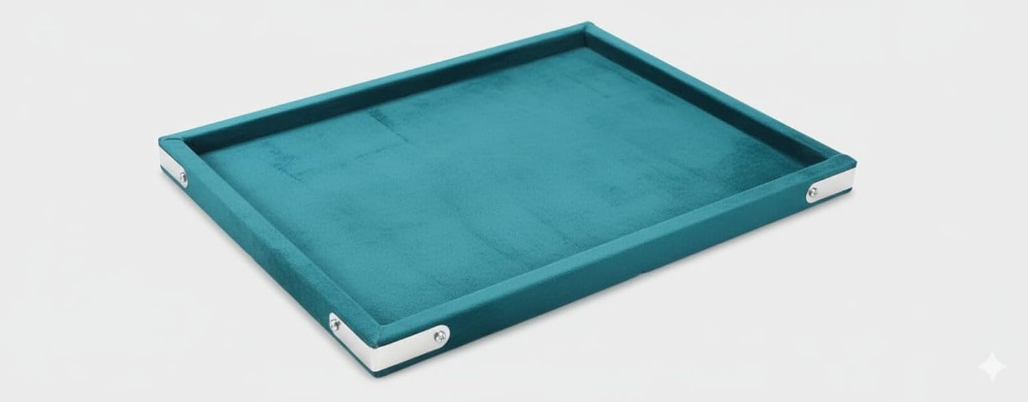 Rpinkal Velvet Jewellery Display & Beading Tray 12 x 9 Inch (Rama Green)
