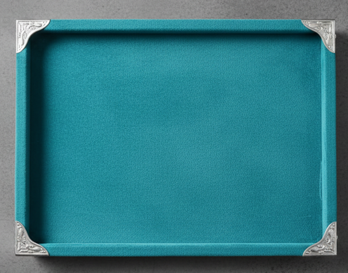 Rpinkal Premium Velvet Jewellery Display Tray 12 x 9 Inch Elegant Design with Gold Corner Protectors (Rama Green) 1 PCS