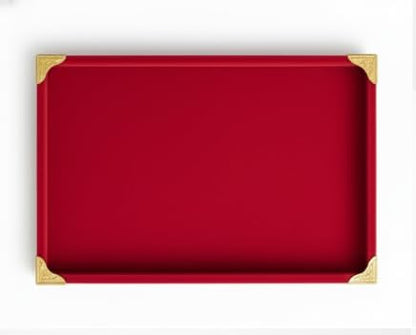 Rpinkal Premium Velvet Jewellery Display Tray 12 x 9 Inch Elegant Design with Gold Corner Protectors (Red)1 PCS