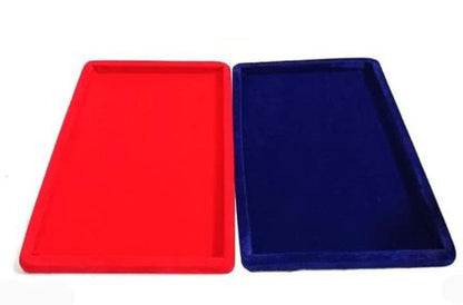 Rpinkal Jewellery Display Organizer Tray 12 x 9 Inch Velvet Beading Tray (RED-BLUE) 2 PCS