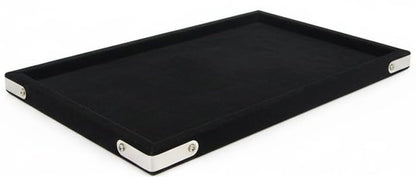 Rpinkal Combo Jewellery Display Organizer Tray Velvet (12x9 inch & 14x10 Inch & 15x12Inch) Velvet Tray Pack of 3 (Black)