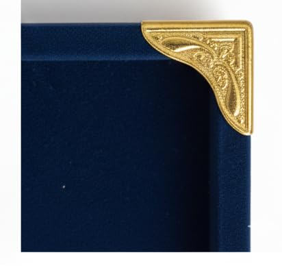 Rpinkal Premium Velvet Jewellery Display Tray 12 x 9 Inch Elegant Design with Gold Corner Protectors (Blue)1 PCS