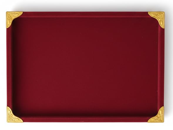 Rpinkal Premium Velvet Jewellery Display Tray 12 x 9 Inch Elegant Design with Gold Corner Protectors (Maroon)
