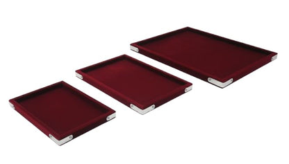Rpinkal Combo Jewellery Display Organizer Tray (12x9 inch & 14x10 Inch & 15x12Inch) Velvet Tray Pack of 3 (Maroon)