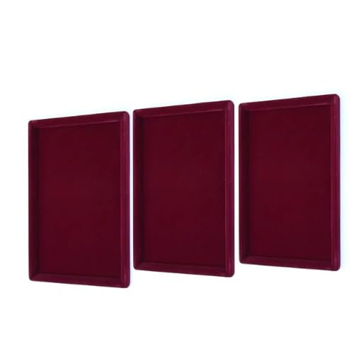 Rpinkal Combo Jewellery Display Organizer Tray (12x9 inch & 14x10 Inch & 15x12Inch) Velvet Tray Pack of 3 (Maroon)