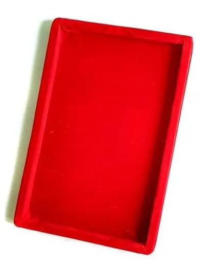 Rpinkal Velvet Combo Jewellery Display Organizer Tray (12x9 inch & 14x10 Inch & 15x12Inch) Velvet Tray Pack of 3 (Red)