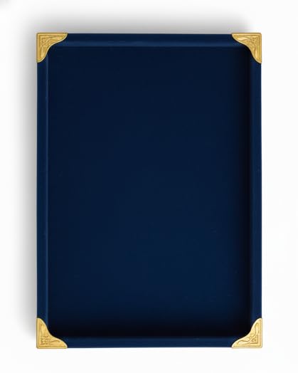 Rpinkal Premium Velvet Jewellery Display Tray 12 x 9 Inch Elegant Design with Gold Corner Protectors (Blue)1 PCS