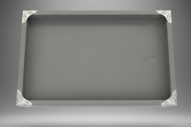 Rpinkal Premium Velvet Jewellery Display Tray 12 x 9 Inch Elegant Design with Gold Corner Protectors (Grey)1 PCS