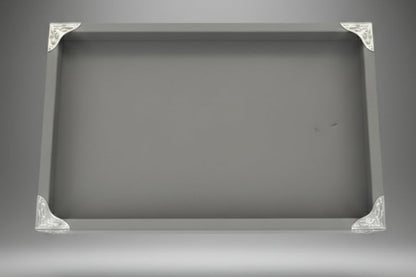 Rpinkal Premium Velvet Jewellery Display Tray 12 x 9 Inch Elegant Design with Gold Corner Protectors (Grey)1 PCS