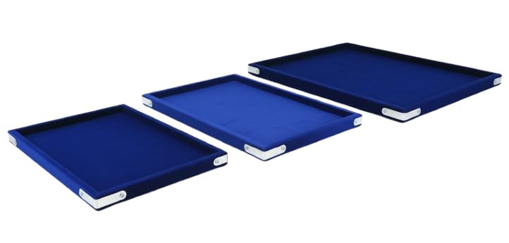 Rpinkal Combo Jewellery Display Organizer Tray Velvet (12x9 inch & 14x10 Inch & 15x12Inch) Velvet Tray Pack of 3 (Blue)