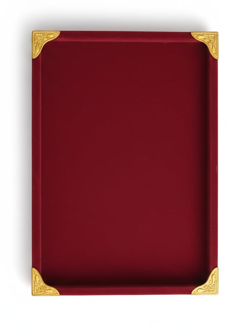 Rpinkal Premium Velvet Jewellery Display Tray 12 x 9 Inch Elegant Design with Gold Corner Protectors (Maroon)