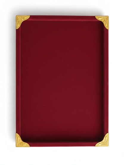 Rpinkal Premium Velvet Jewellery Display Tray 12 x 9 Inch Elegant Design with Gold Corner Protectors (Maroon)