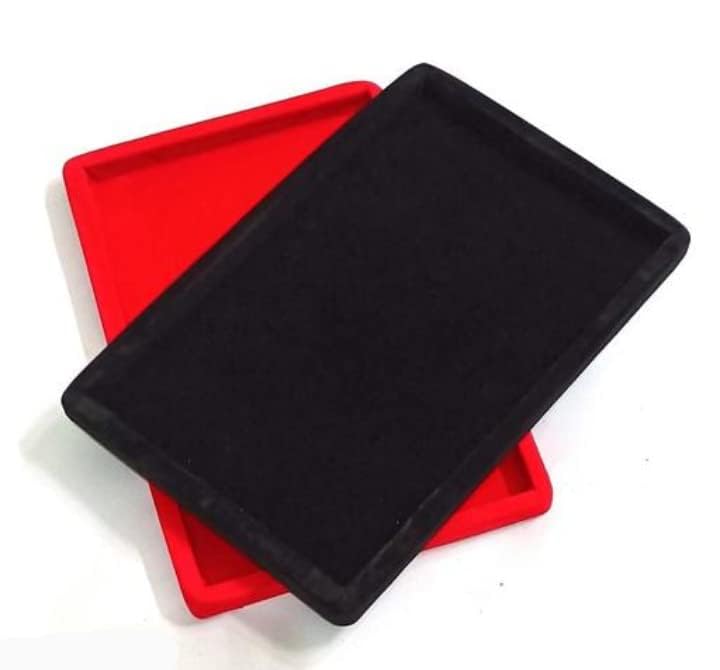 Rpinkal Jewellery Display Tray, Jewellery,Organizer, Velvet, Beading 12 x 9 (Pack of 2) Black -Red