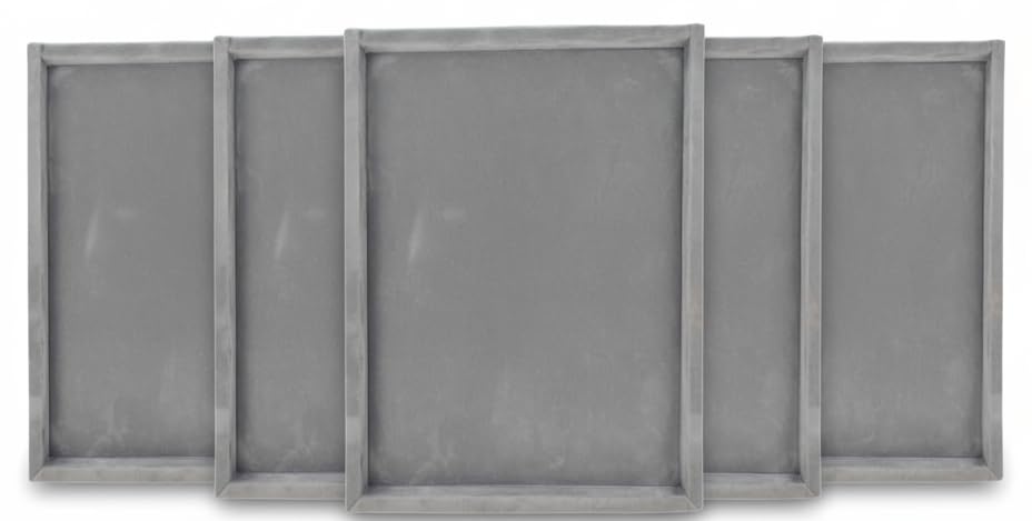 Rpinkal Premium Velvet Foam Padding Fabric Stackable Jewellery Trays 12 x 9 Inch (Grey) (Set of 2)