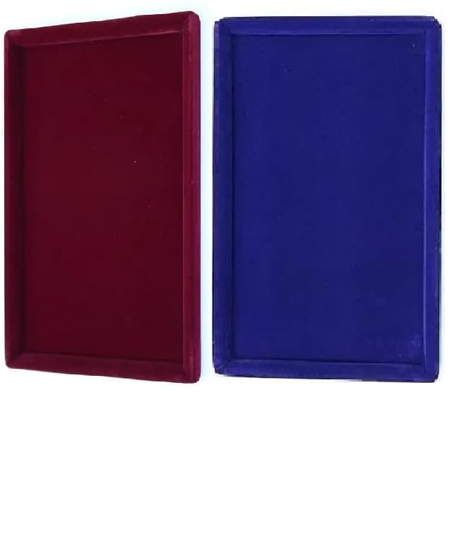 Rpinkal Jewellery Display Tray, Jewellery,Organizer, Velvet, Beading 12 x 9 (Pack of 2) (Maroon-Blue)