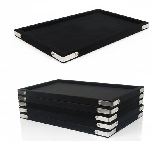 Rpinkal  Velvet Jewellery Display & Beading Tray | Set of 6 | 12 x 9 Inch Multipurpose Organizer Trays for Jewellery, Beads, Rings, Bracelets & Showcase Display (Black)