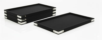 Rpinkal Combo Jewellery Display Organizer Tray Velvet (12x9 inch & 14x10 Inch & 15x12Inch) Velvet Tray Pack of 3 (Black)