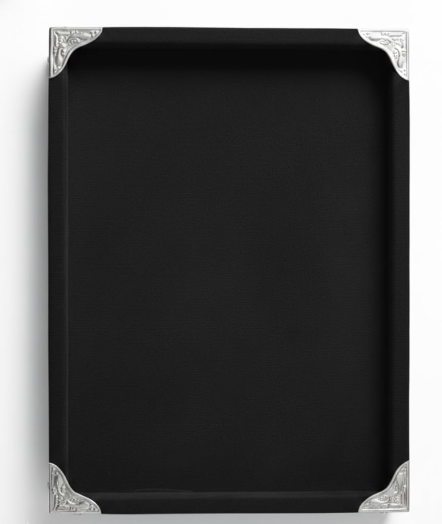 Rpinkal Premium Velvet Jewellery Display Tray 12 x 9 Inch Elegant Design with Gold Corner Protectors (Black)1 PCS