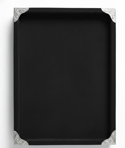 Rpinkal Premium Velvet Jewellery Display Tray 12 x 9 Inch Elegant Design with Gold Corner Protectors (Black)1 PCS