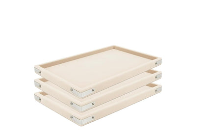 Rpinkal Velvet Jewellery Display & Organizer Tray Set of 3 – Ivory Cream | Premium Multipurpose Beading Trays for Rings, Earrings, Bracelets, Bangles & Showcase Display | Sizes 12x9, 14x10, 15x12 Inch (Ivory Cream)