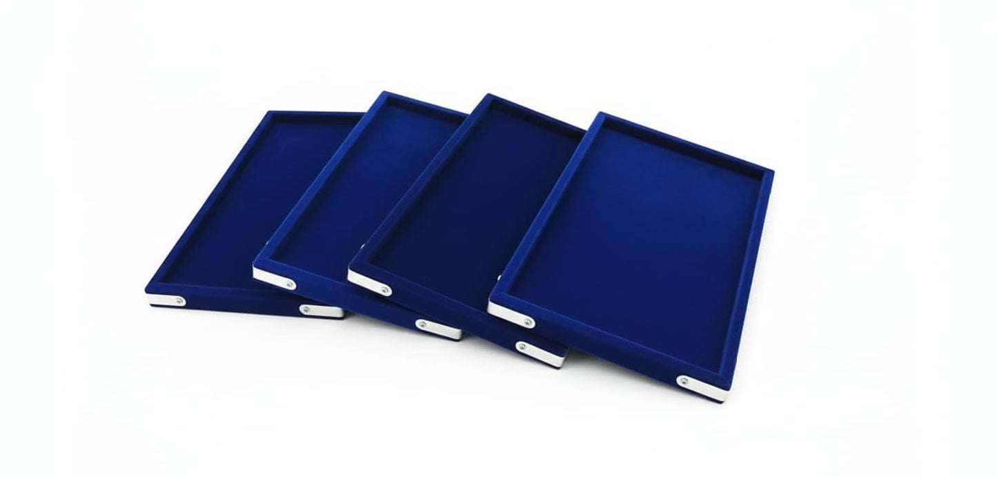 Rpinkal Velvet Jewellery Finding Beading Tray 12 x 9 Inch (BLUE) (Pack of 4)