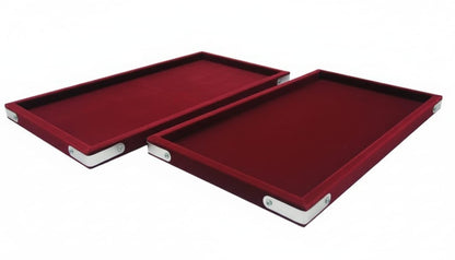 Rpinkal Combo Jewellery Display Organizer Tray (12x9 inch & 14x10 Inch & 15x12Inch) Velvet Tray Pack of 3 (Maroon)