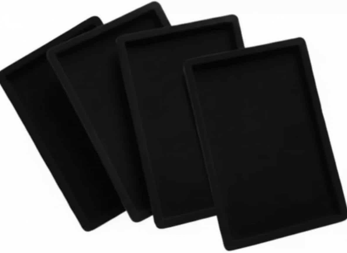 Rpinkal Premium Velvet Foam Padding Fabric Stackable Jewellery Trays 12 x 9 Inch (Black) (Set of 4)