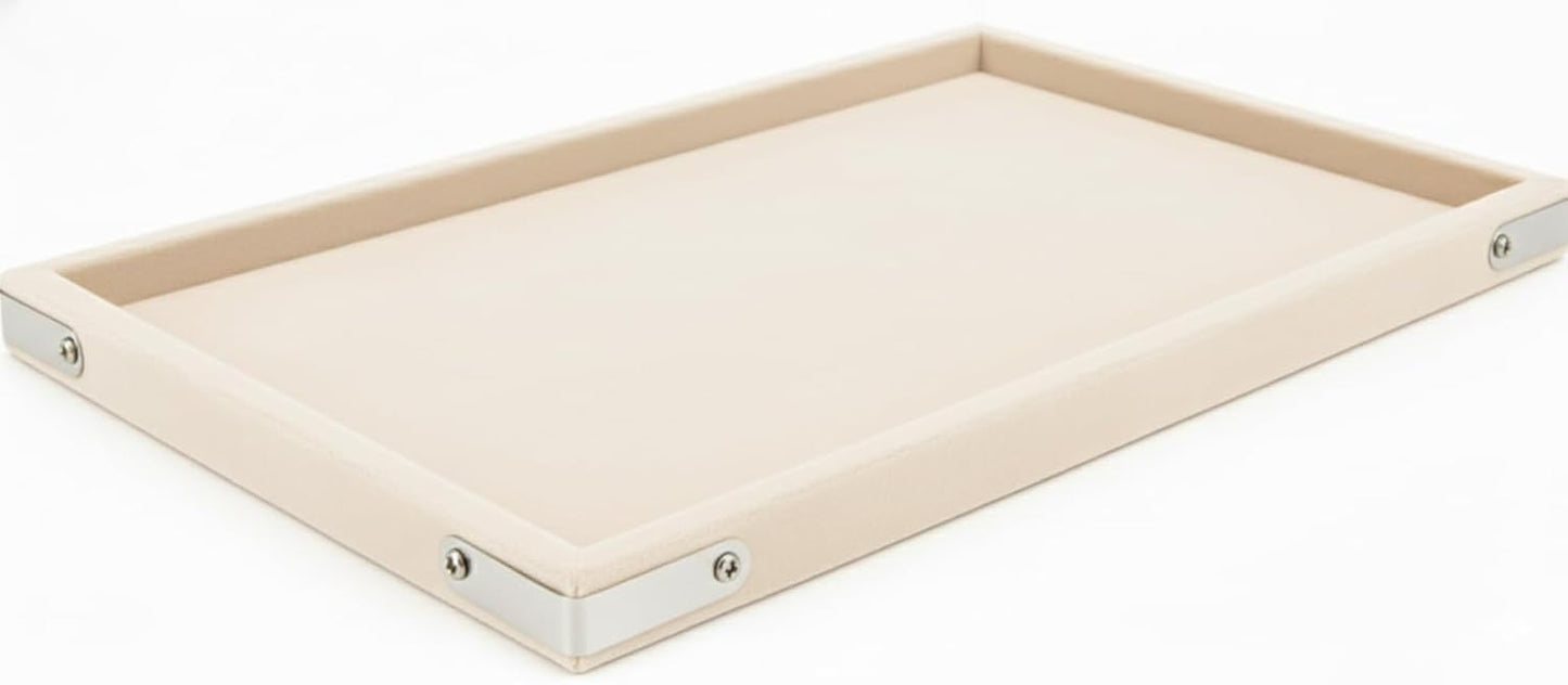 Rpinkal Velvet Jewellery Display & Organizer Tray Set of 3 – Ivory Cream | Premium Multipurpose Beading Trays for Rings, Earrings, Bracelets, Bangles & Showcase Display | Sizes 12x9, 14x10, 15x12 Inch (Ivory Cream)