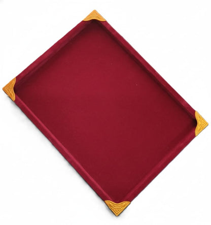 Rpinkal Premium Velvet Jewellery Display Tray 12 x 9 Inch Elegant Design with Gold Corner Protectors (Maroon)