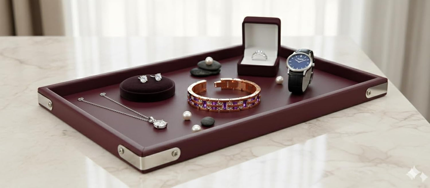 Rpinkal Premium Velvet Jewellery Display & Beading Tray 15 x 12 Inch (Maroon Premium)