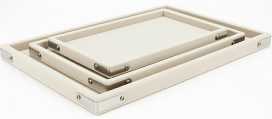 Rpinkal Velvet Jewellery Display & Organizer Tray Set of 3 – Ivory Cream | Premium Multipurpose Beading Trays for Rings, Earrings, Bracelets, Bangles & Showcase Display | Sizes 12x9, 14x10, 15x12 Inch (Ivory Cream)