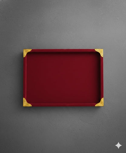 Rpinkal Premium Velvet Jewellery Display Tray 12 x 9 Inch Elegant Design with Gold Corner Protectors (Maroon)