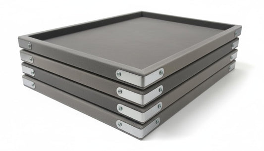 Rpinkal Premium Velvet Foam Padding Fabric Stackable Jewellery Trays 12 x 9 Inch (Grey) (Set of 4)
