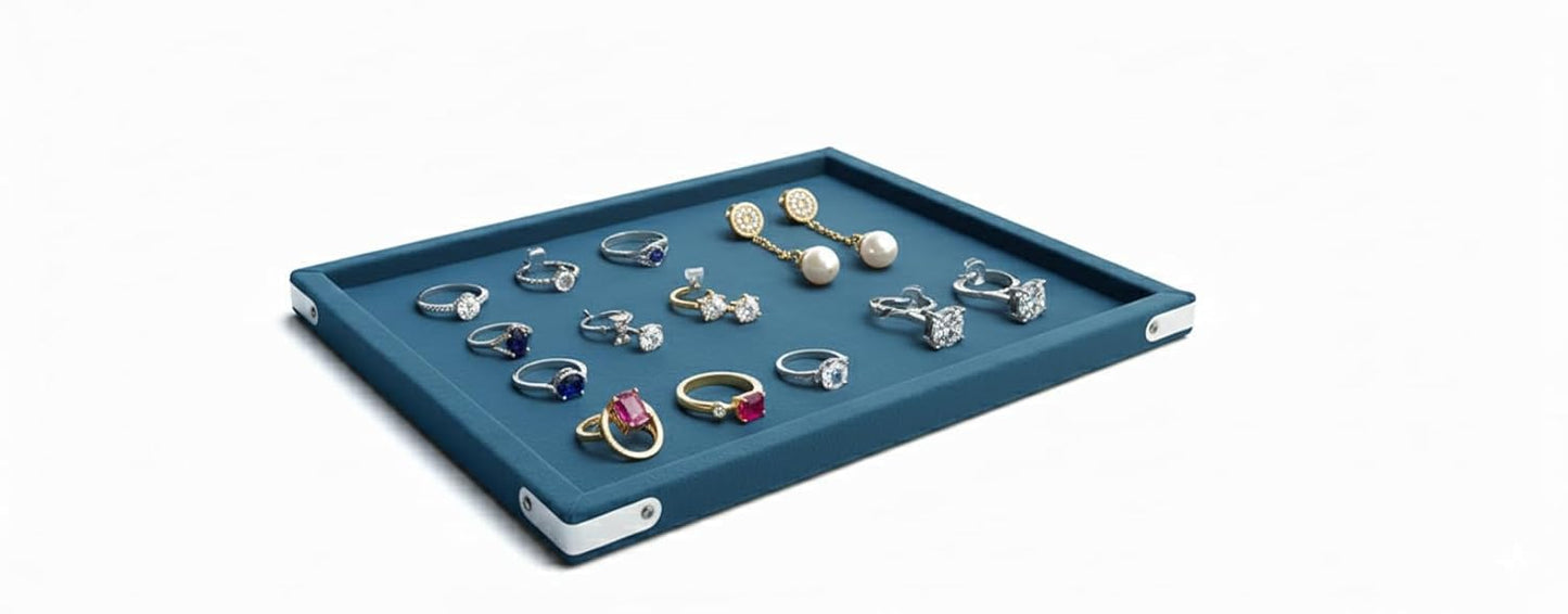 Rpinkal Velvet Jewellery Display & Beading Tray 12 x 9 Inch (Firozi)