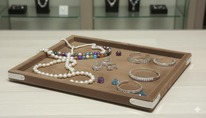 Rpinkal Velvet Jewellery Display & Beading Tray 14 x 10 Inch (Coco)