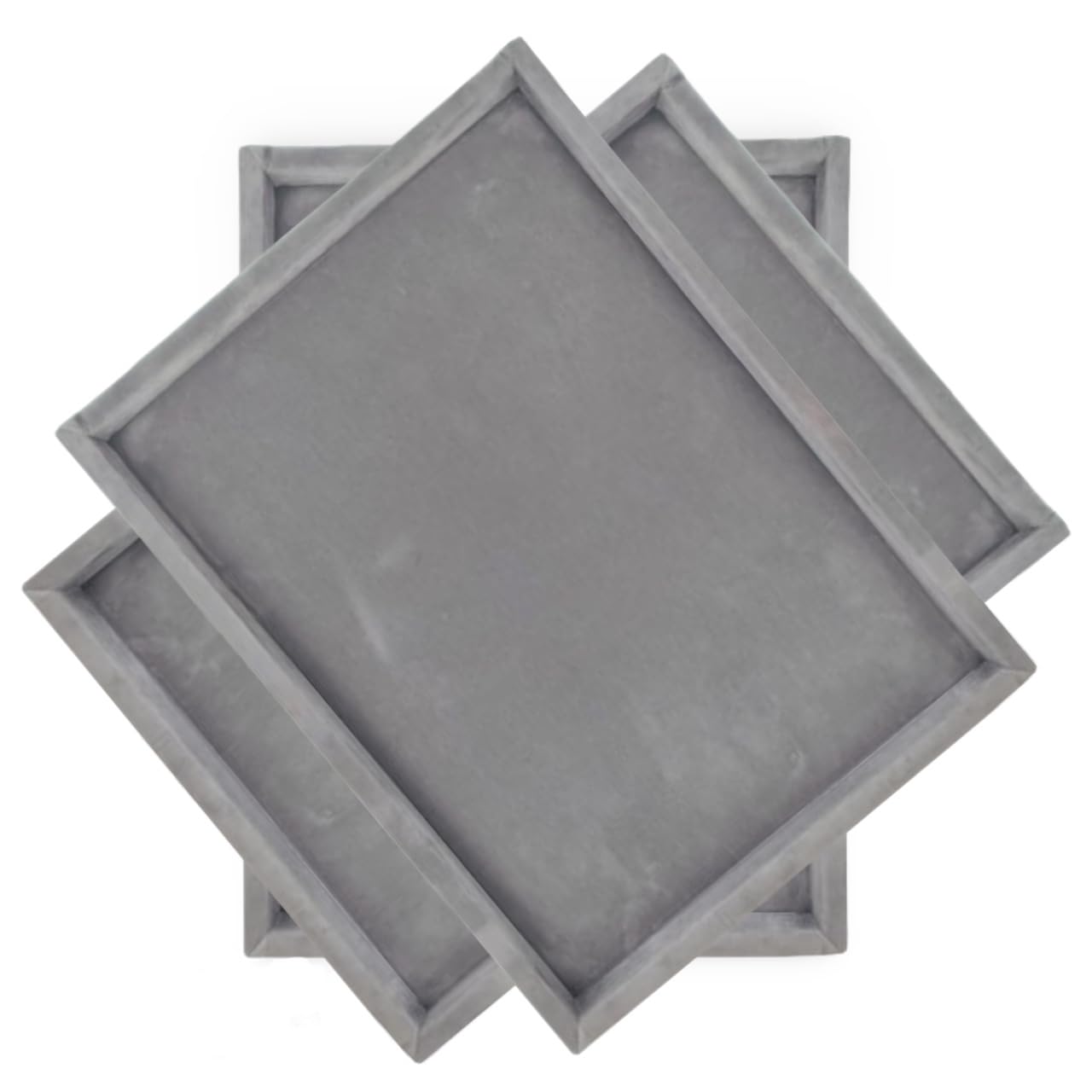 Rpinkal Combo Jewellery Display Organizer Tray Velvet (12x9 inch & 14x10 Inch & 15x12Inch) Velvet Tray Pack of 3 - Grey