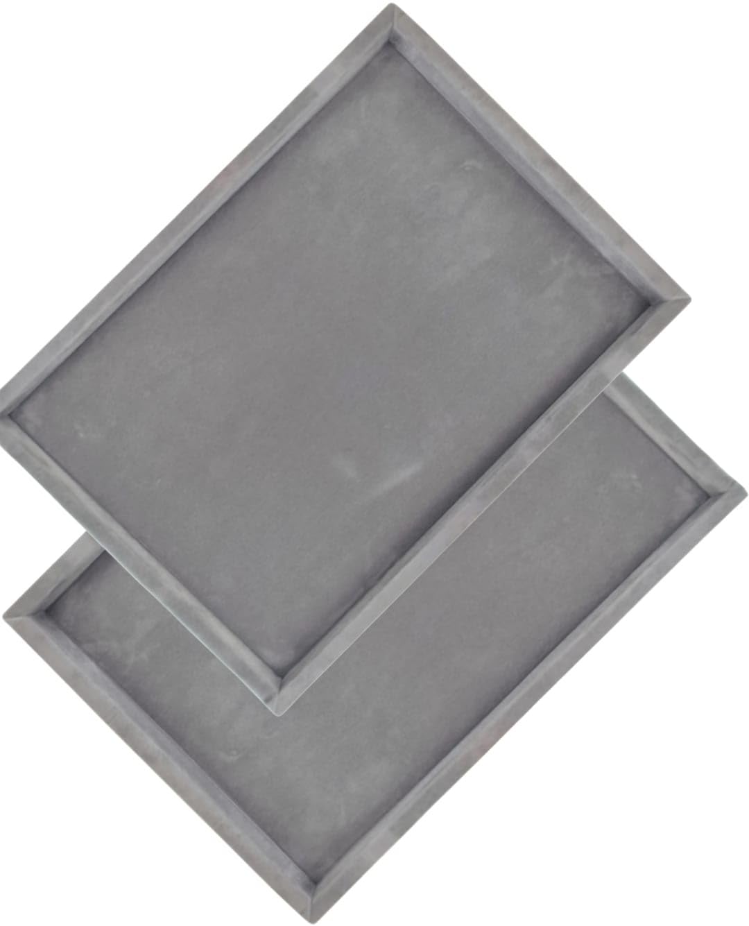 Rpinkal Premium Velvet Foam Padding Fabric Stackable Jewellery Trays 12 x 9 Inch (Grey) (Set of 2)