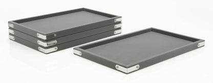 Rpinkal Premium Velvet Foam Padding Fabric Stackable Jewellery Trays 12 x 9 Inch (Grey) (Set of 4)