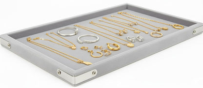 Rpinkal Jewellery Display Organiser Tray, Beading and Cosmetic Storage Box 12 x 9 Inch (LIGHTGRAY) (Pack of 3,)