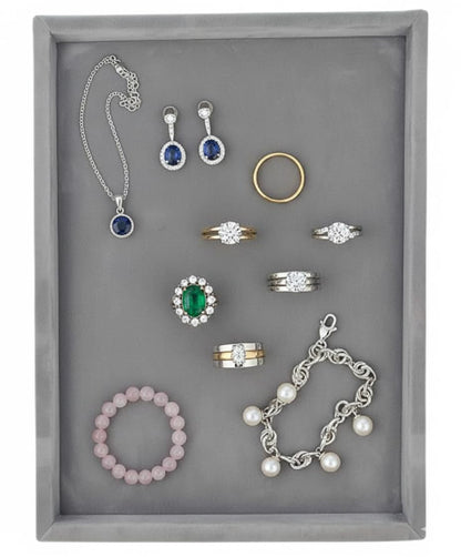 Rpinkal Jewellery Display Organizer Tray Velvet Beading Tray 14 x 10 Inch (Grey) 1 PCS
