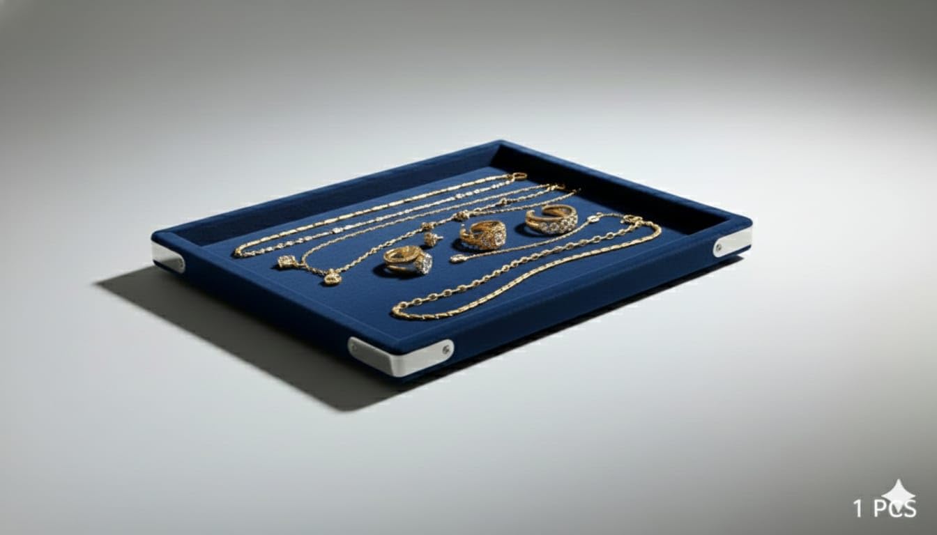 Rpinkal Velvet Jewellery Display & Beading Tray 12 x 9 Inch (Navy Blue)