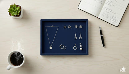 Rpinkal Velvet Jewellery Display & Beading Tray 12 x 9 Inch (Navy Blue)