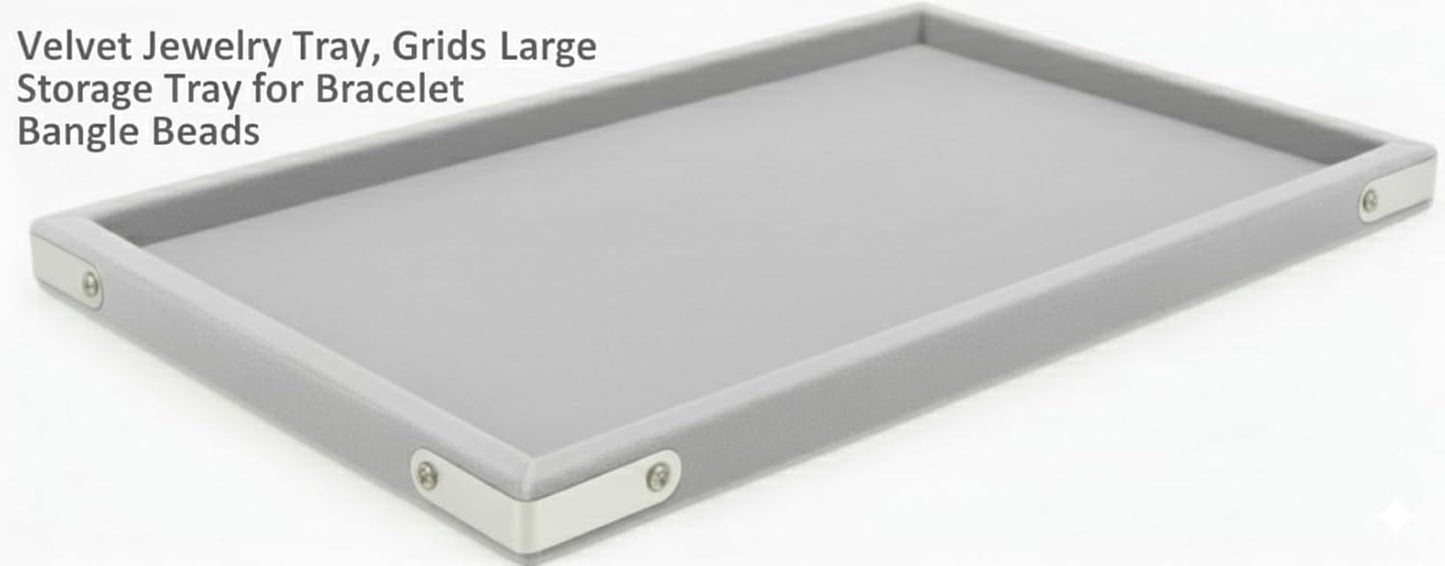Rpinkal Jewellery Display Organiser Tray, Beading and Cosmetic Storage Box 12 x 9 Inch (LIGHTGRAY) (Pack of 3,)