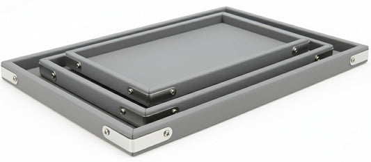 Rpinkal Combo Jewellery Display Organizer Tray Velvet (12x9 inch & 14x10 Inch & 15x12Inch) Velvet Tray Pack of 3 - Grey