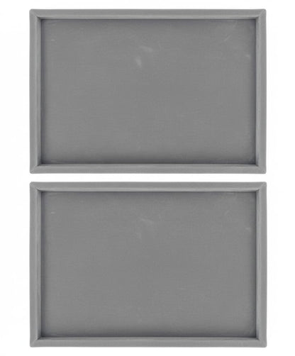 Rpinkal Premium Velvet Foam Padding Fabric Stackable Jewellery Trays 12 x 9 Inch (Grey) (Set of 2)