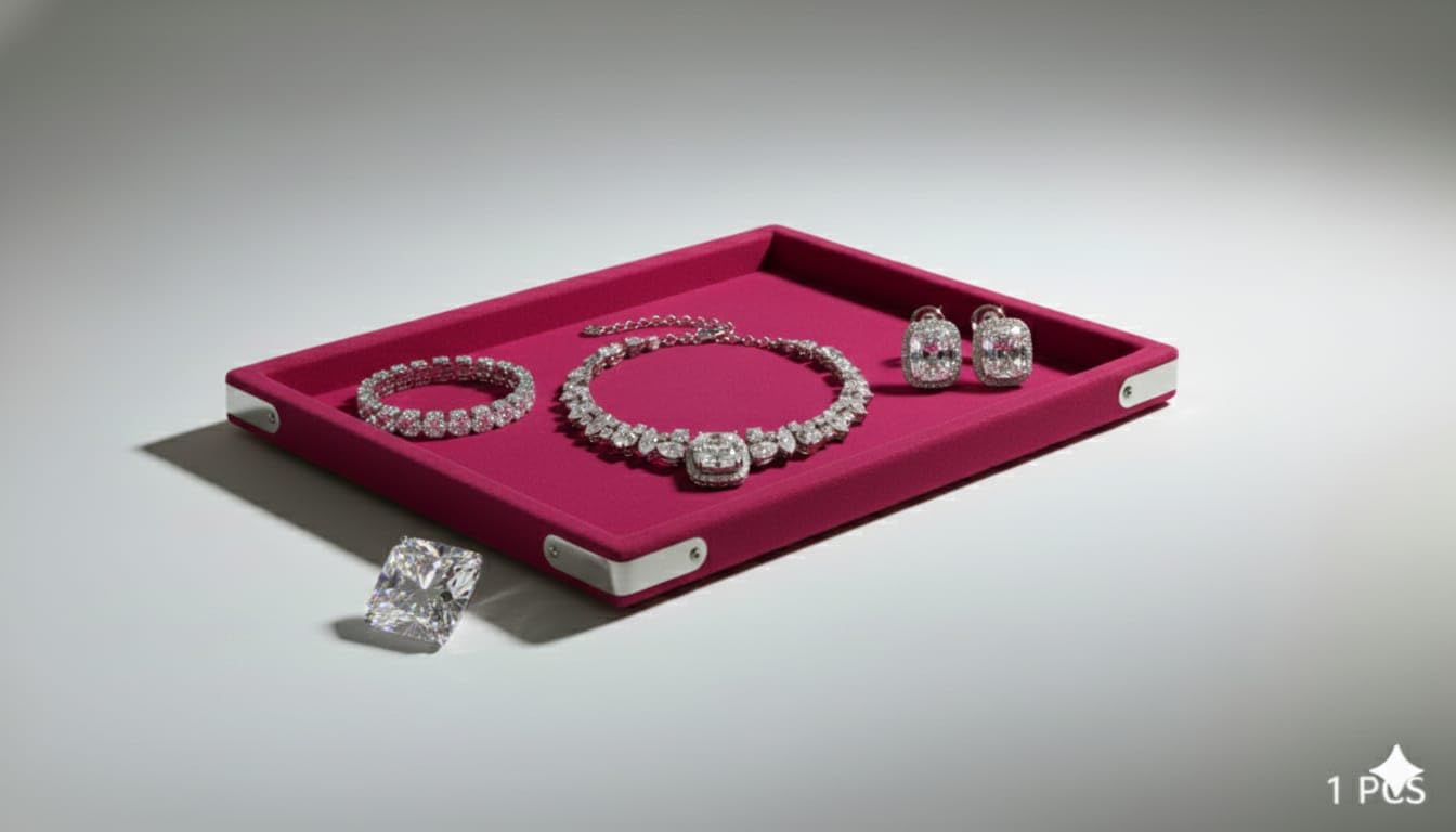 Rpinkal Velvet Jewellery Display & Beading Tray 12 x 9 Inch (Rani Pink)
