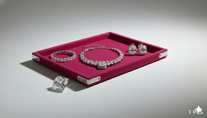 Rpinkal Velvet Jewellery Display & Beading Tray 12 x 9 Inch (Rani Pink)