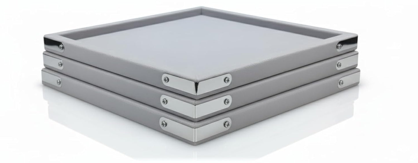 Rpinkal Combo Jewellery Display Organizer Tray (LIGHT GREY) Velvet (12x9 inch & 14x10 Inch & 15x12Inch) Velvet Tray Pack of 3 -(Light grey)