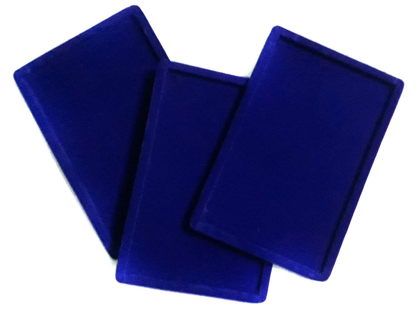 Rpinkal Combo Jewellery Display Organizer Tray Velvet (12x9 inch & 14x10 Inch & 15x12Inch) Velvet Tray Pack of 3 (Blue)