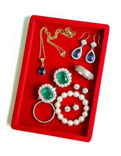 Rpinkal RED Velvet Jewellery Finding Beading Tray 12 x 9 Inch (RED) 1 PCS